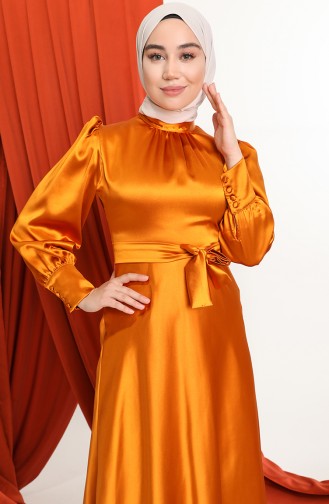 Mustard Hijab Evening Dress 2155-03