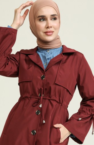 Claret red Trench Coats Models 3004-04