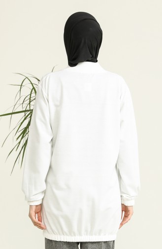 Fermuarlı Sweat Hırka 0509-01 Beyaz