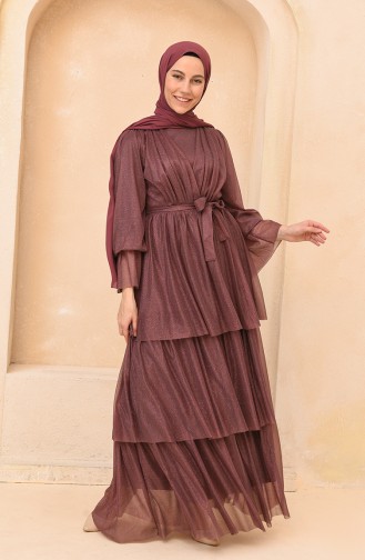 Beige-Rose Hijab-Abendkleider 5385-01