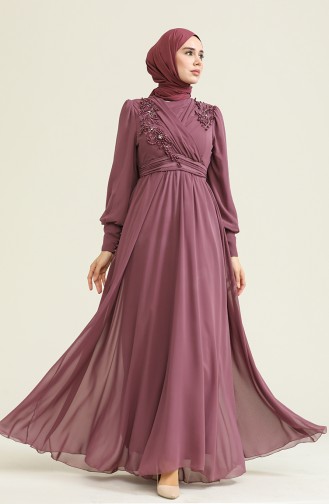 Dusty Rose Hijab Evening Dress 52796-08