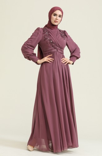 Dusty Rose Hijab Evening Dress 52796-08
