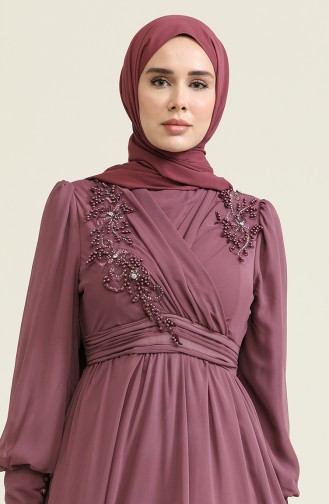 Dusty Rose Hijab Evening Dress 52796-08