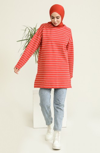 Çizgili Tunik 2375-02 Kiremit