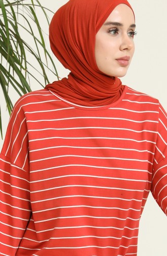 Çizgili Tunik 2375-02 Kiremit