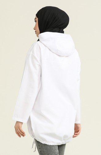 Oversize Fermuarlı Tunik 3283-04 Beyaz