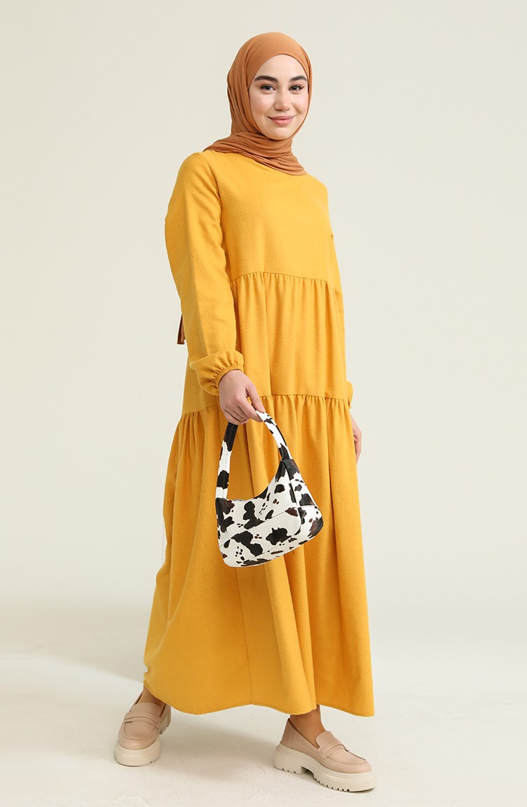 Mustard Hijab Dress 1702-02