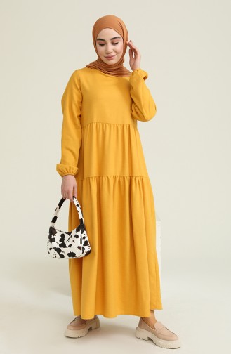 Mustard Hijab Dress 1702-02