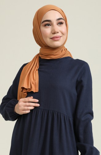 Navy Blue Hijab Dress 1702-04