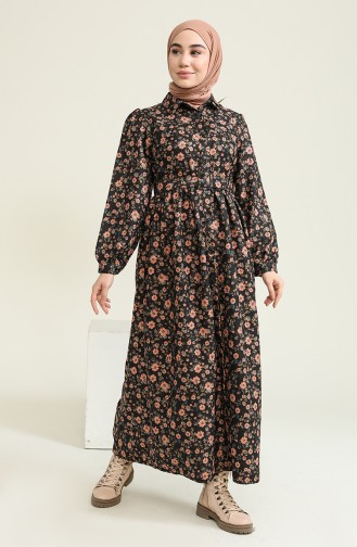 Schwarz Hijab Kleider 22K8536-01