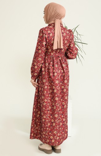 Claret Red Hijab Dress 22K8536-02