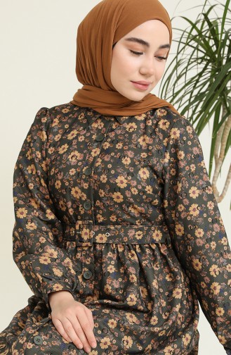 Khaki Hijab Dress 22K8536-05