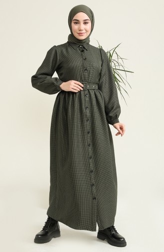 Khaki Hijab Dress 22K8539-01