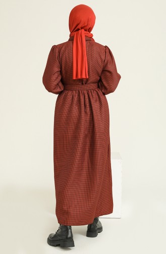 Ziegelrot Hijab Kleider 22K8539-02