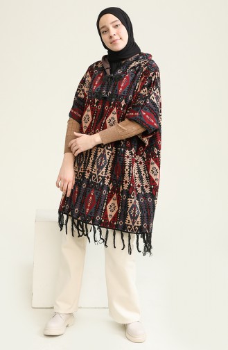 Triko Desenli Panço 4362-02 İndigo Bordo
