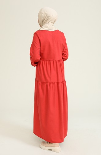 Brick Red Hijab Dress 1702-03
