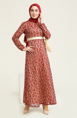 فستان أحمر كلاريت 0120-04