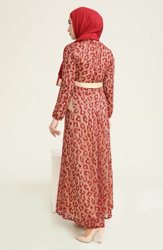Claret Red Hijab Dress 0120-04