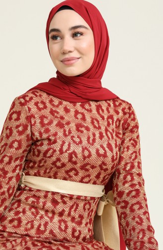 Claret Red Hijab Dress 0120-04