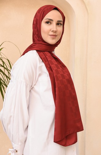 Jakarlı Logo Şal 4441-07 Bordo