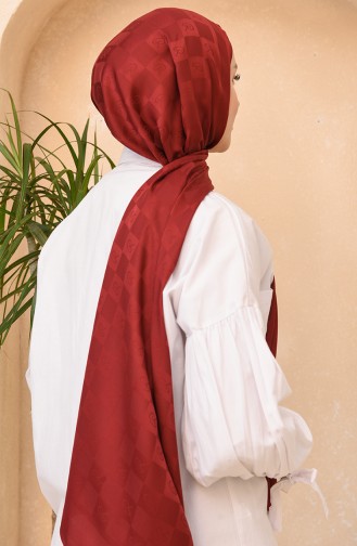 Jakarlı Logo Şal 4441-07 Bordo