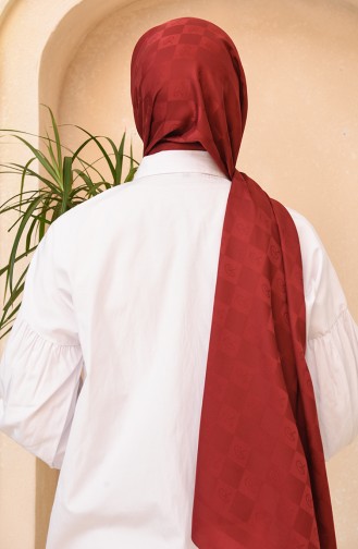 Jakarlı Logo Şal 4441-07 Bordo