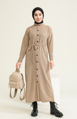 Beige Hijab Dress 1001-03