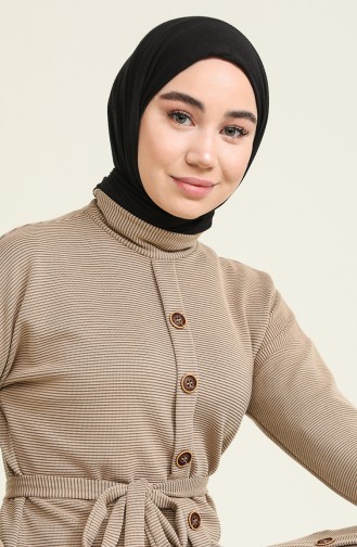 Beige Hijab Dress 1001-03