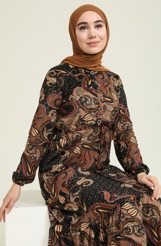 Khaki Hijab Dress 1005A-01