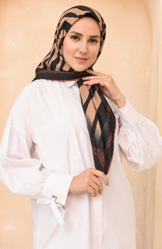 Twill Eşarp 70207-01 Tarçın Renk Siyah