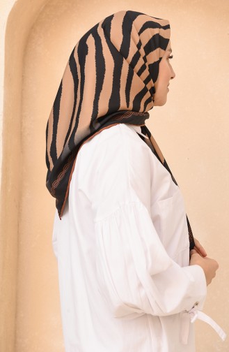 Twill Eşarp 70207-01 Tarçın Renk Siyah