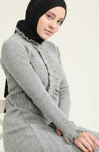 Grau Hijab Kleider 8245-01