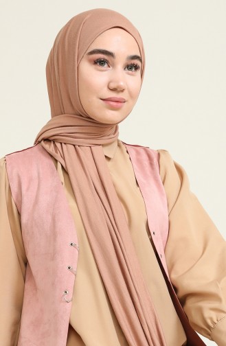 Kuş Gözü Detaylı Süet Yelek 4031-02 Pudra