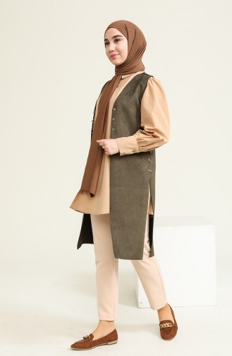 Khaki Strickjacke 4031-03