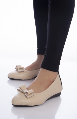 Cream Woman Flat Shoe 1010-02