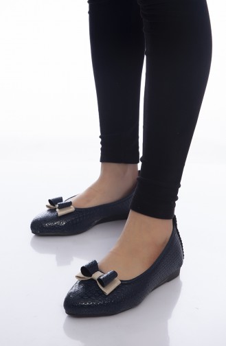 Navy Blue Woman Flat Shoe 1010-06