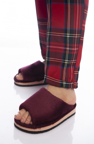 Claret Red Women`s House Slippers 61-04