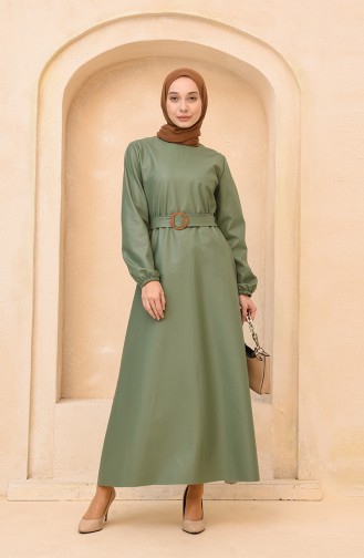 Khaki Hijab Dress 5010-03