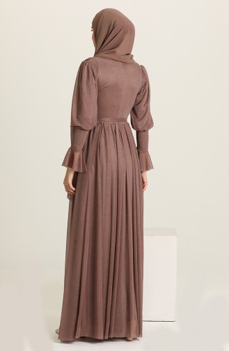 Brown Hijab Evening Dress 5367-21