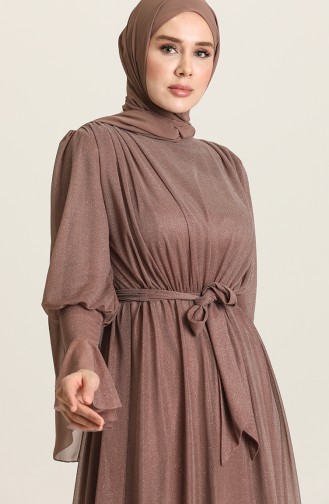 Brown Hijab Evening Dress 5367-21