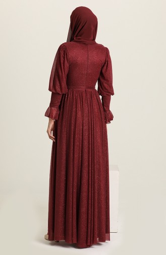 Dark Claret Red Hijab Evening Dress 5367-23