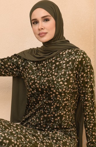 Khaki Hijab Dress 9293-04
