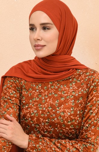 Ziegelrot Hijab Kleider 9293-05