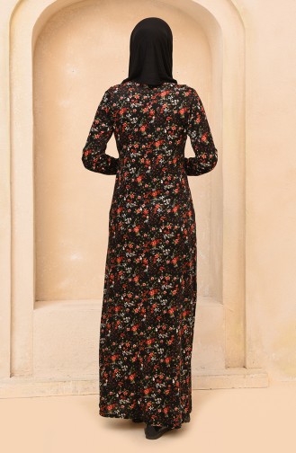 Schwarz Hijab Kleider 9595-01