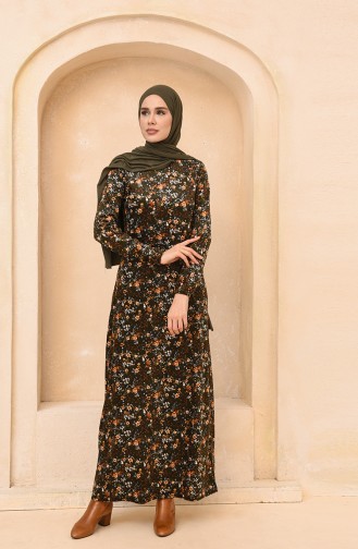 Khaki Hijab Dress 9595-04