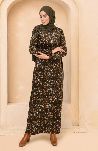 Khaki Hijab Dress 9595-04