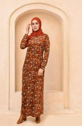 Ziegelrot Hijab Kleider 9595-05
