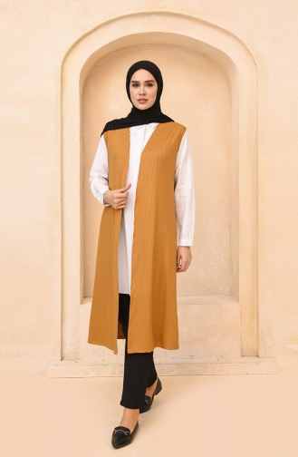 Kaşkorse Uzun Yelek 8413-01 Hardal