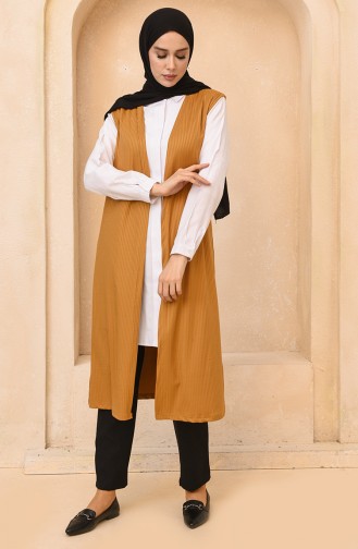 Kaşkorse Uzun Yelek 8413-01 Hardal