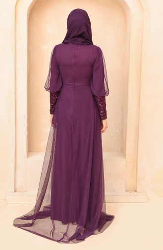 Dark Purple Hijab Evening Dress 5346-22